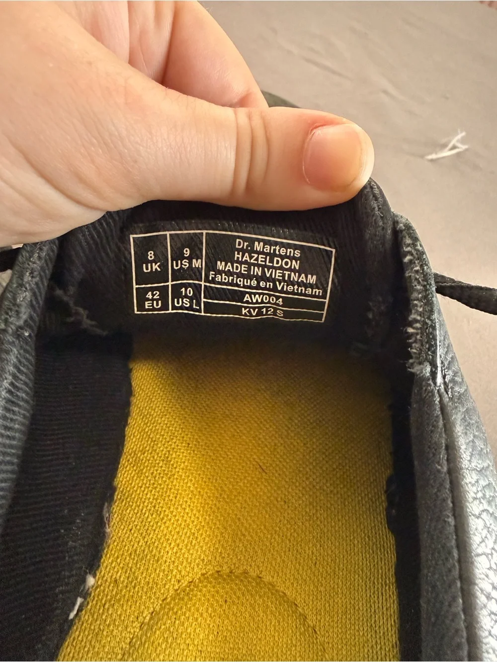Dr. Martens Black Leather Derby with Yellow Stitching